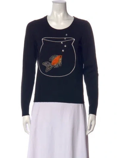 Pre-owned Milly Graphic Print Crew Neck Sweater In Blue