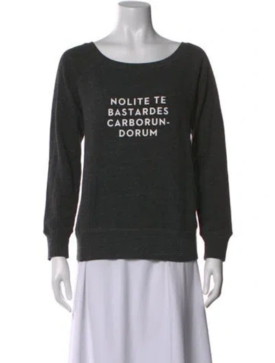 Pre-owned Milly Graphic Print Crew Neck Sweater In Gray