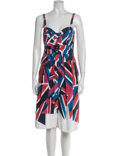 Pre-owned Milly Graphic Print Knee-length Dress In Neutral