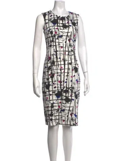 Pre-owned Milly Graphic Print Knee-length Dress In White