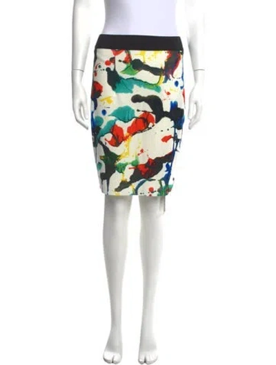 Pre-owned Milly Graphic Print Knee-length Skirt W/ Tags In White