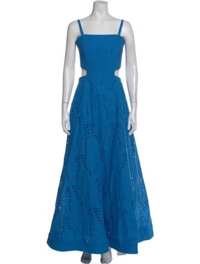 Pre-owned Milly Graphic Print Long Dress In Blue