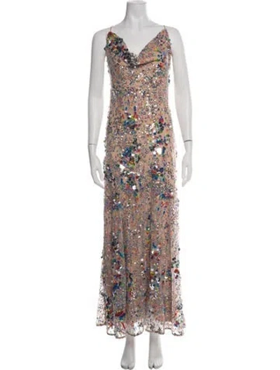 Pre-owned Milly Graphic Print Long Dress W/ Tags In Green