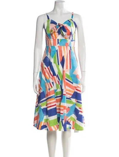 Pre-owned Milly Graphic Print Midi Length Dress In Blue
