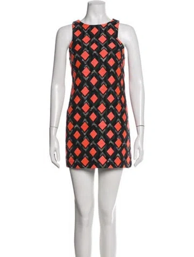 Pre-owned Milly Graphic Print Mini Dress In Black
