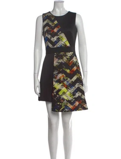 Pre-owned Milly Graphic Print Mini Dress In Black