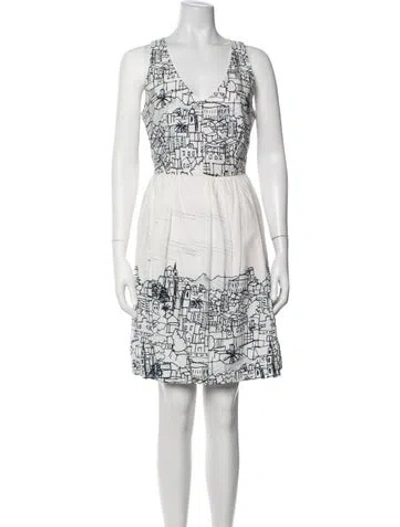 Pre-owned Milly Graphic Print Mini Dress In Blue/white