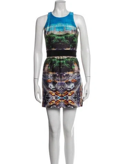 Pre-owned Milly Graphic Print Mini Dress In Green