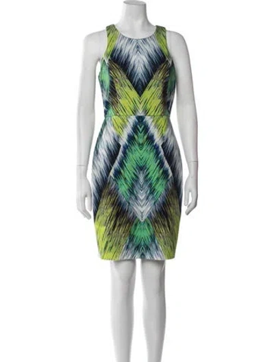 Pre-owned Milly Graphic Print Mini Dress In Green