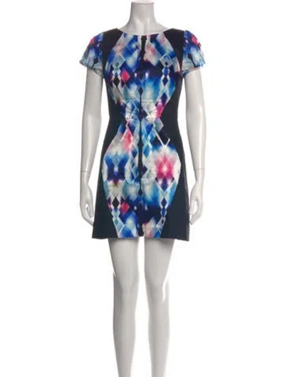 Pre-owned Milly Graphic Print Mini Dress In Neutrals
