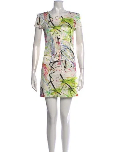 Pre-owned Milly Graphic Print Mini Dress In Neutrals