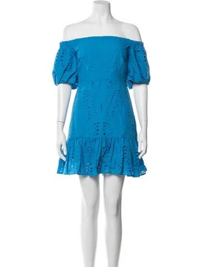 Pre-owned Milly Graphic Print Mini Dress W/ Tags In Blue
