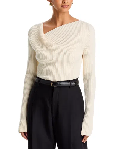 Milly Greer Knit Asymmetrical Neck Top In Neutral
