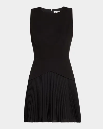 Milly Haddy Cady & Pleated Chiffon Mini Dress In Black