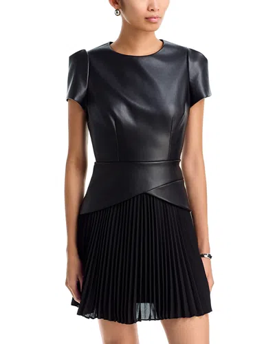 Milly Haddy Faux Leather Mini Dress In Black