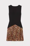 Milly Haddy Leopard Print Pleated Mini Dress In Black