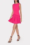 Milly Haddy Mixed Media Pleated Mini Dress In Pink In Pink