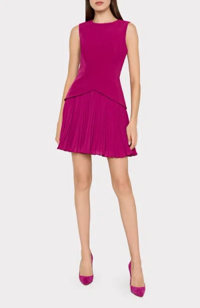 MILLY MILLY HADDY MIXED MEDIA PLEATED MINIDRESS