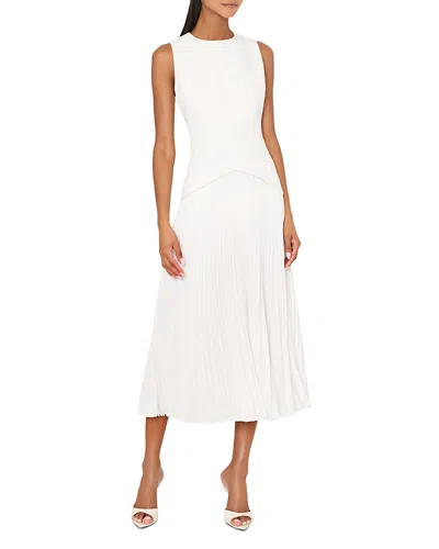Milly Haddy Pleated Midi Dress In White