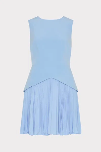 Milly Haddy Pleated Mini Dress In Blue
