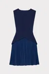 Milly Haddy Pleated Mini Dress In Navy