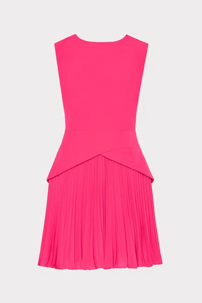 Milly Haddy Pleated Mini Dress In Pink