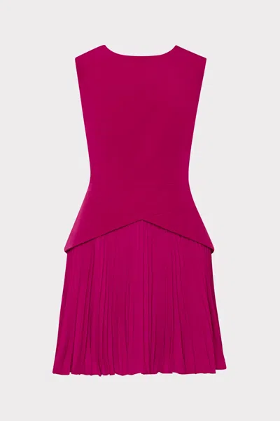 Milly Haddy Pleated Mini Dress In Purple
