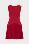 Milly Haddy Pleated Mini Dress In Red