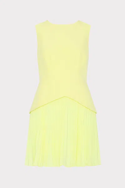 Milly Haddy Pleated Mini Dress In Yellow