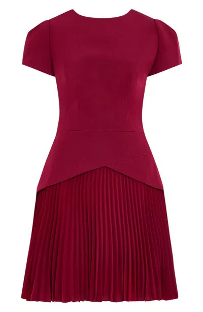 Milly Haddy Pleated Minidress In Red