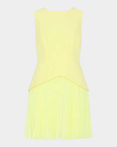 Milly Haddy Pleated Sleeveless Minidress In Yellow