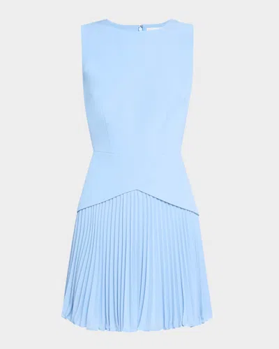 Milly Haddy Pleated Mini Dress In Blue