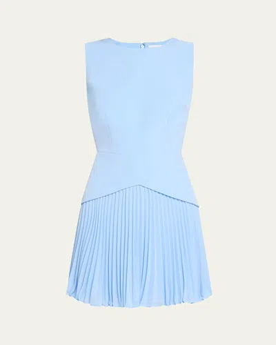 Milly Haddy Sleeveless Pleated Mini Dress In Blue
