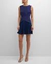 Milly Haddy Sleeveless Pleated Mini Dress In Navy