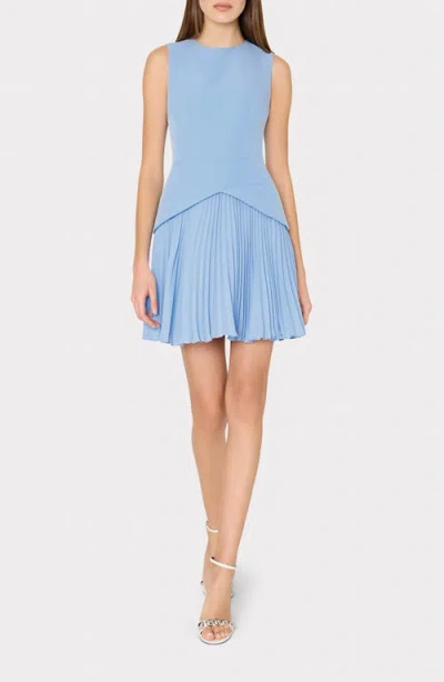 Milly Haddy Pleated Mini Dress In Blue