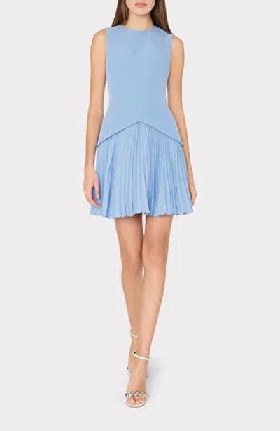 Milly Haddy Sleeveless Pleated Minidress In Blue