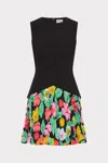 Milly Haddy Tulip Rosette Pleated Sleeveless Minidress In Black