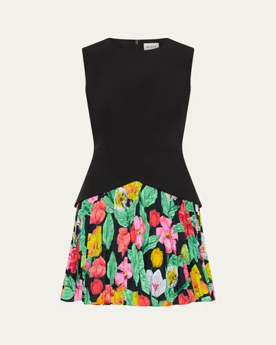MILLY HADDY TULIP ROSETTE PLEATED MINI DRESS