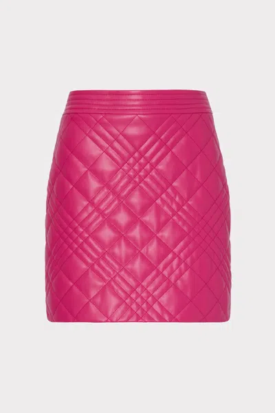 Milly Hailey Quilted Vegan Leather Skirt In Purple