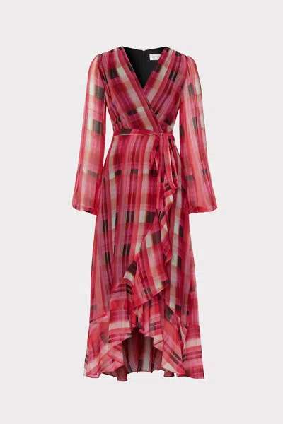 Milly Halley Prep Plaid Midi Dress In Red