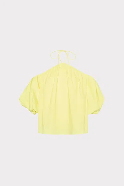 Milly Halter Poplin Off The Shoulder Short Sleeve Top In Yellow