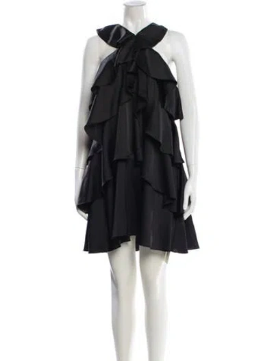 Pre-owned Milly Halterneck Knee-length Dress In Black