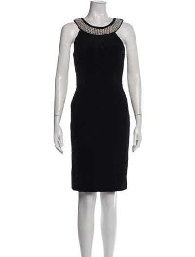 Pre-owned Milly Halterneck Knee-length Dress In Black
