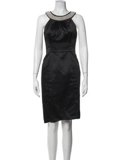 Pre-owned Milly Halterneck Knee-length Dress In Black