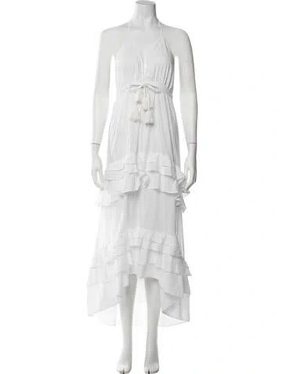 Pre-owned Milly Halterneck Knee-length Dress In White