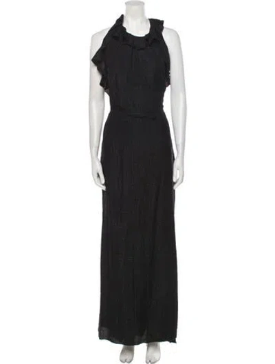 Pre-owned Milly Halterneck Long Dress In Black