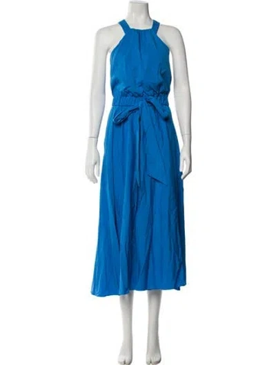 Pre-owned Milly Halterneck Long Dress In Blue