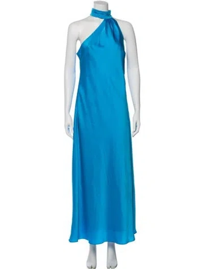 Pre-owned Milly Halterneck Long Dress In Blue
