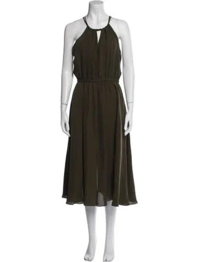 Pre-owned Milly Halterneck Long Dress In Green