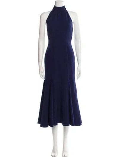 Pre-owned Milly Halterneck Long Dress W/ Tags In Blue
